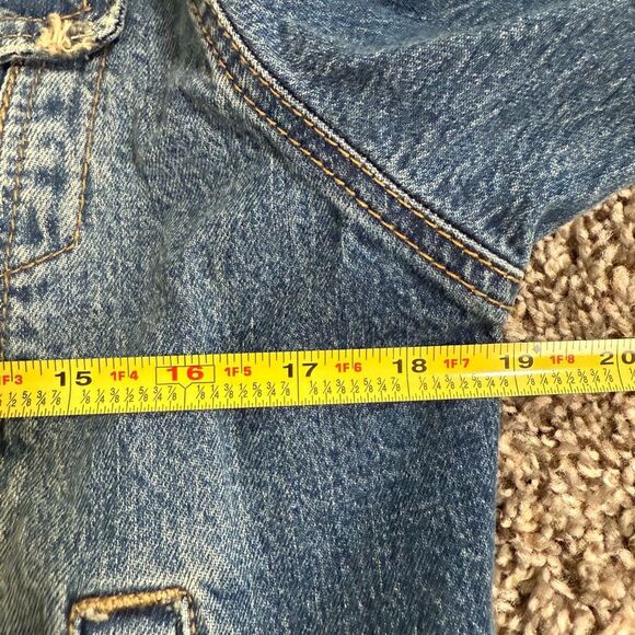 Universal Thread Medium Distressed Dark Denim Jean Jacket Blue Coat S - Picture 5 of 6